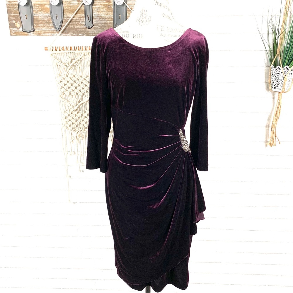 Alex Evenings Formal Velvet dark purple Dress 10